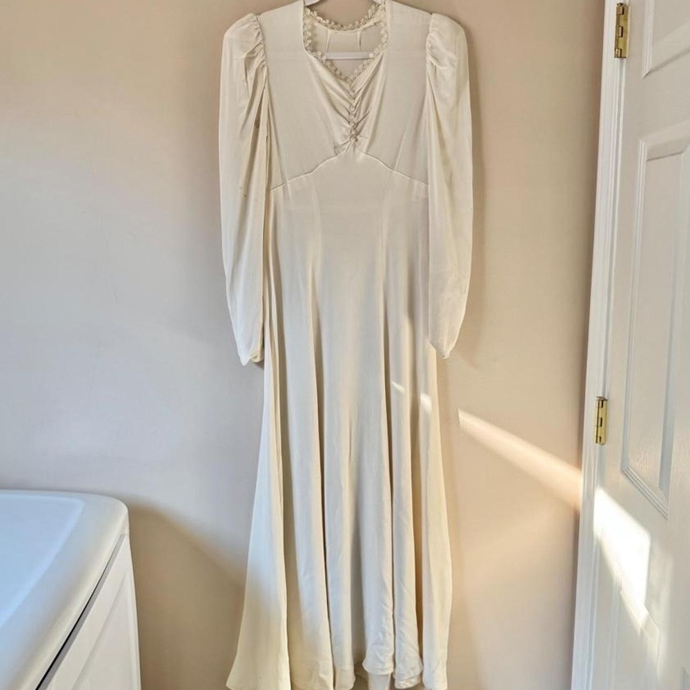 1930s Cream Rayon Crepe Wedding Dress XS to SM AS IS